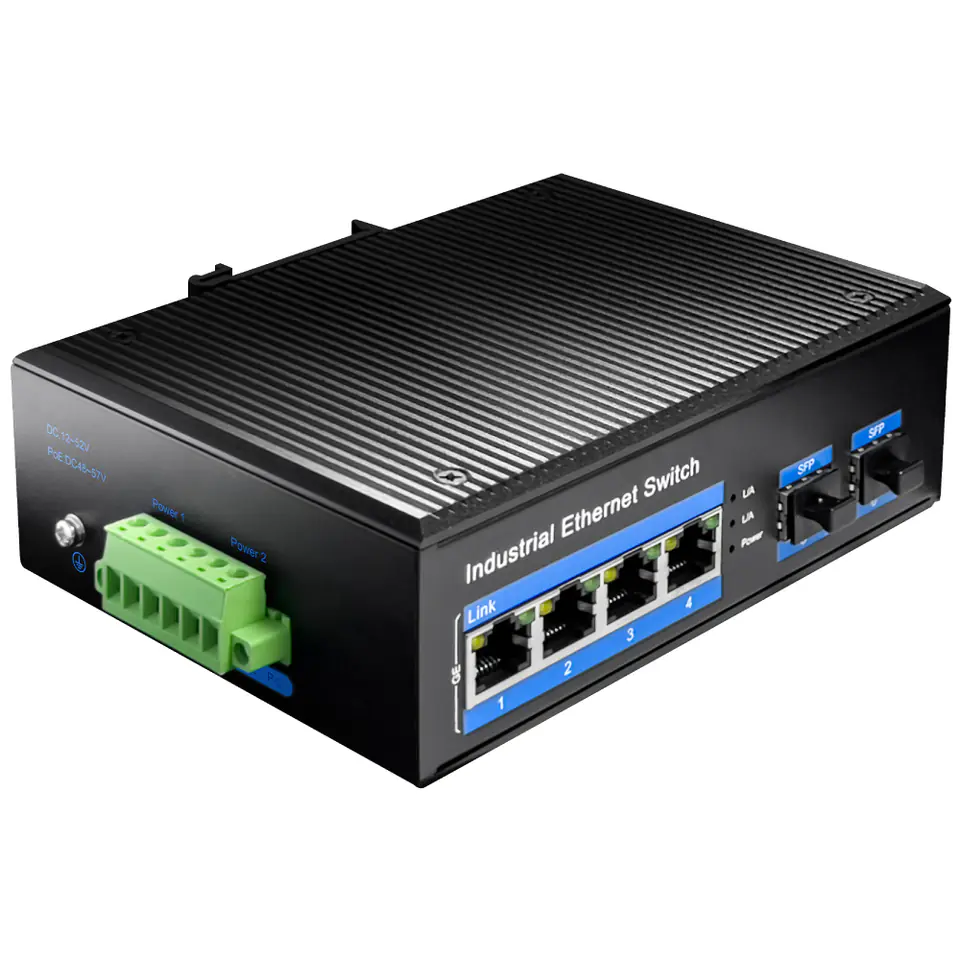 ⁨PoE SWITCH 4xRJ45 2xSPF IG1004S2 1Gbps industrial⁩ at Wasserman.eu