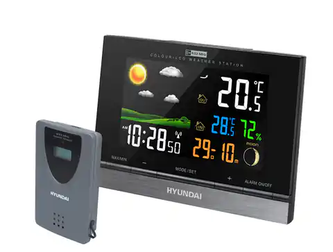⁨1 szt. Stacja pogodowa HYUNDAI WS2303 kolor LCD, czas, temperatura, data, prognoza, budzik⁩ w sklepie Wasserman.eu