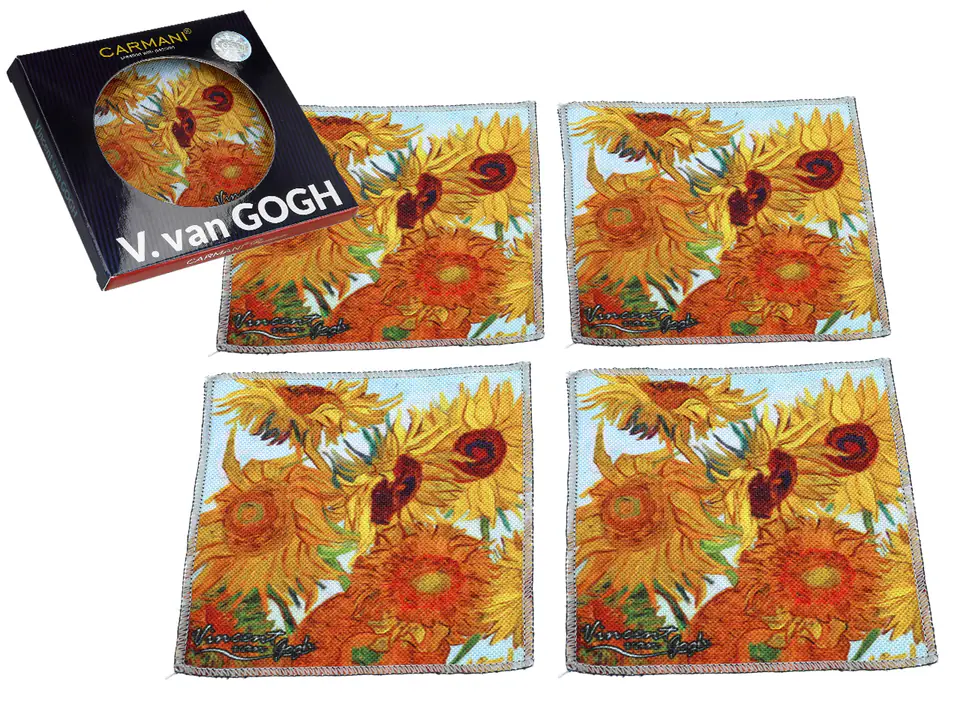 ⁨Set of 4 cup pads - V. van Gogh, Sunflowers (CARMANI)⁩ at Wasserman.eu