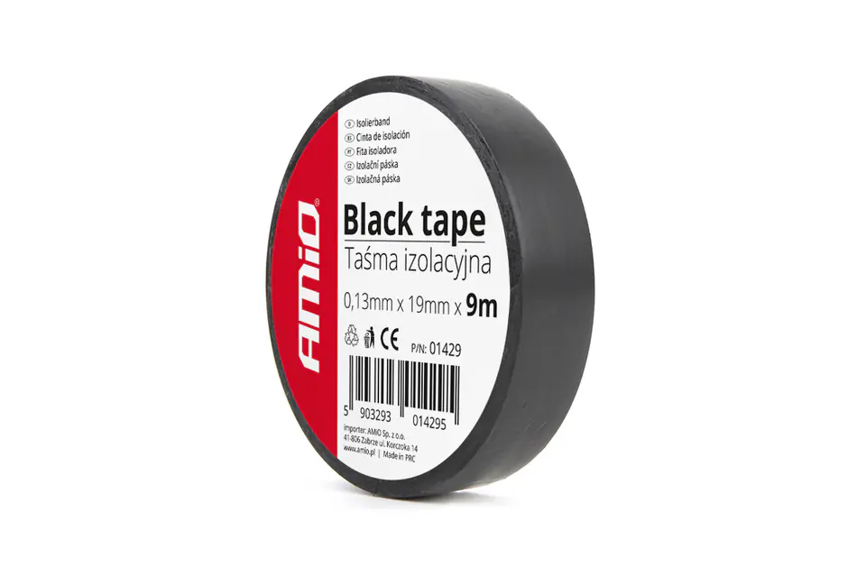 ⁨01429 Insulating tape black 19mm x 9m⁩ at Wasserman.eu