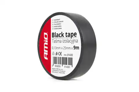⁨01430 Insulating tape black 25mm x 9m⁩ at Wasserman.eu