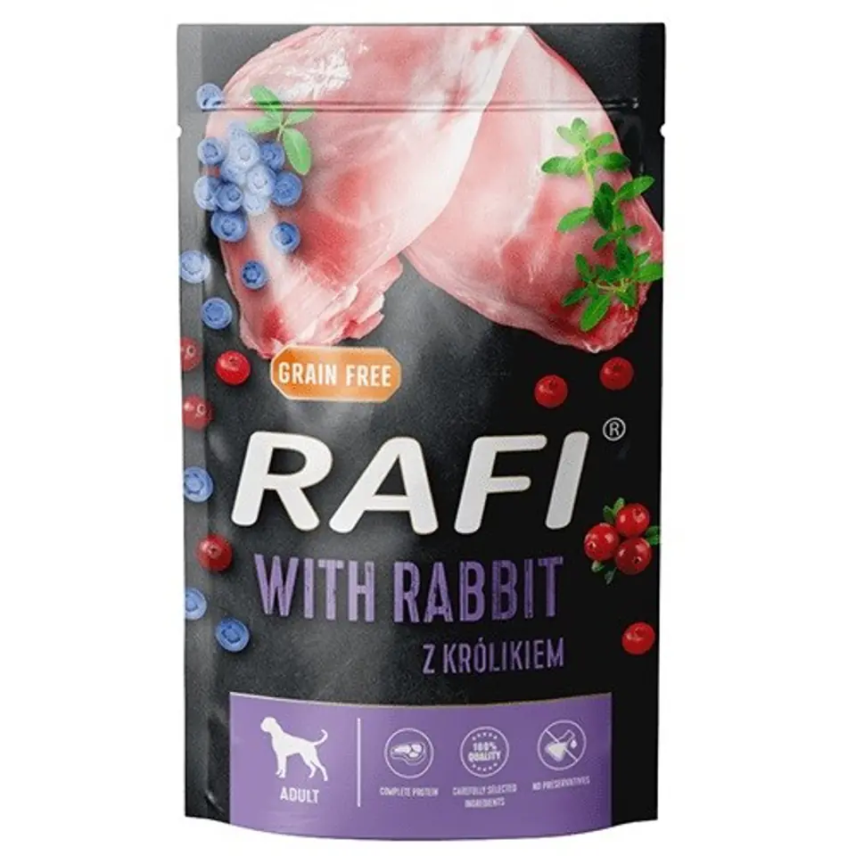 ⁨DOLINA NOTECI Rafi Rabbit, blueberry, cranberry - wet dog food - 500g⁩ at Wasserman.eu