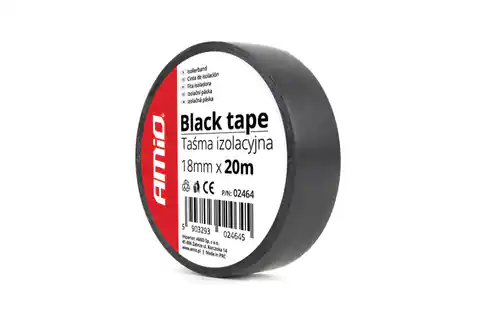 ⁨Taśma izolacyjna szkot czarna pcv 18mm x 20m amio-02464⁩ w sklepie Wasserman.eu
