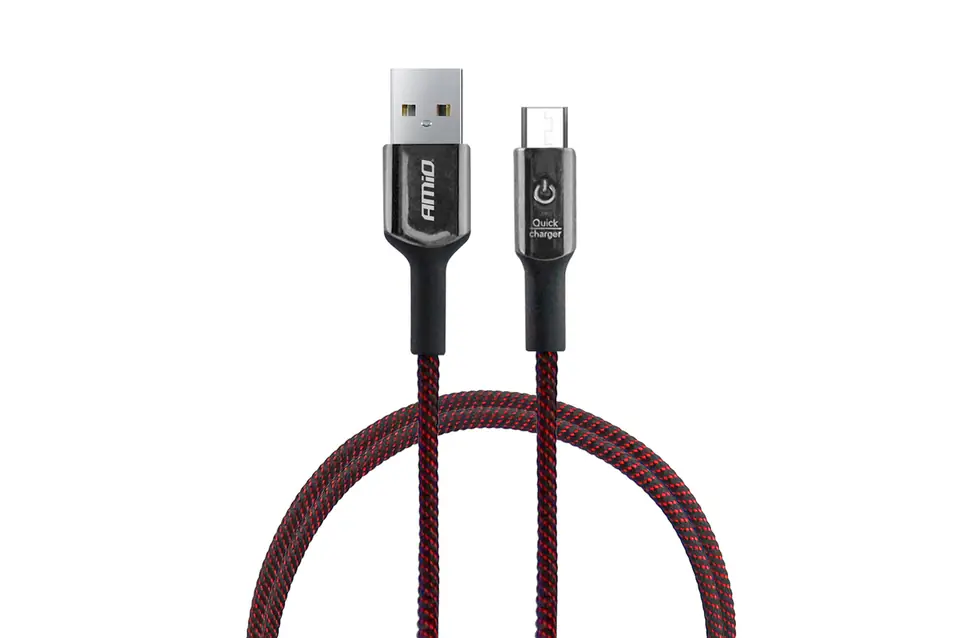 ⁨Kabel usb microusb z diodą led 1 m uc-11 amio-02526⁩ w sklepie Wasserman.eu