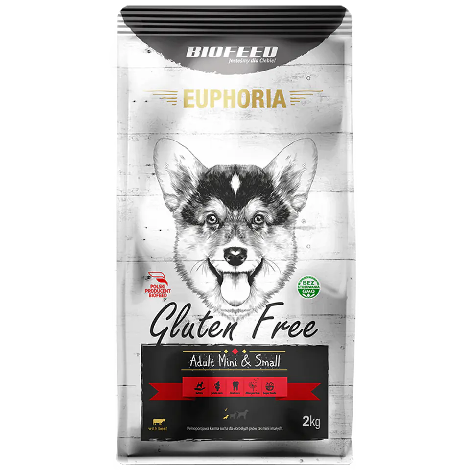 ⁨BIOFEED EUPHORIA Gluten Free Mini & Small for mini and small breed dogs with beef 2kg⁩ at Wasserman.eu