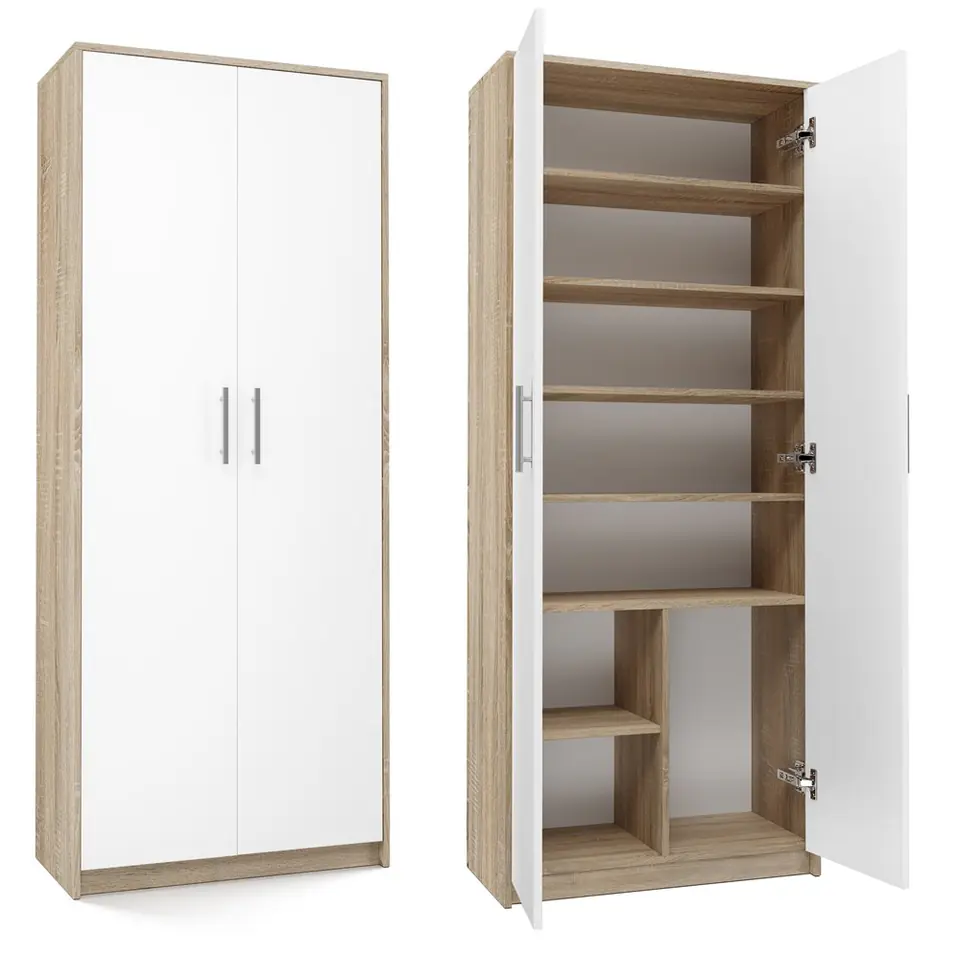 ⁨OFFICE BOOKCASE LIVING ROOM OLIV 2D WHITE SONOMA OAK⁩ at Wasserman.eu
