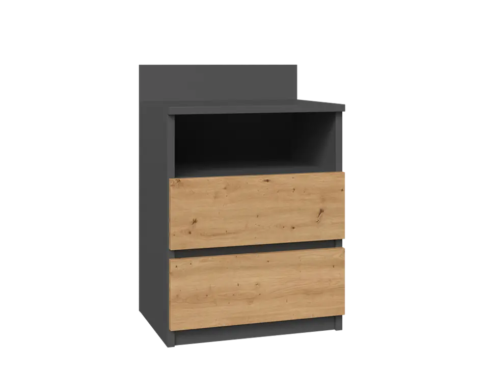 ⁨MALWA M1 BEDSIDE TABLE - ANTHRACITE / ARTISAN OAK⁩ at Wasserman.eu