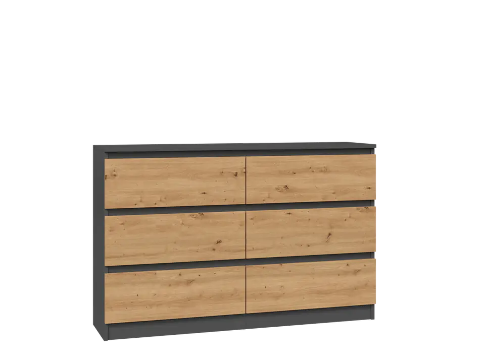 ⁨MALLOW CHEST OF DRAWERS M6 120 - ANTHRACITE / ARTISAN OAK⁩ at Wasserman.eu