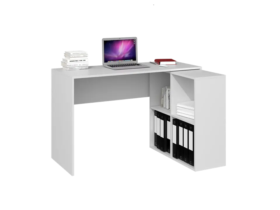 ⁨CORNER DESK PLUS BOOKCASE MALAX 2X2 BIEL MAT⁩ at Wasserman.eu