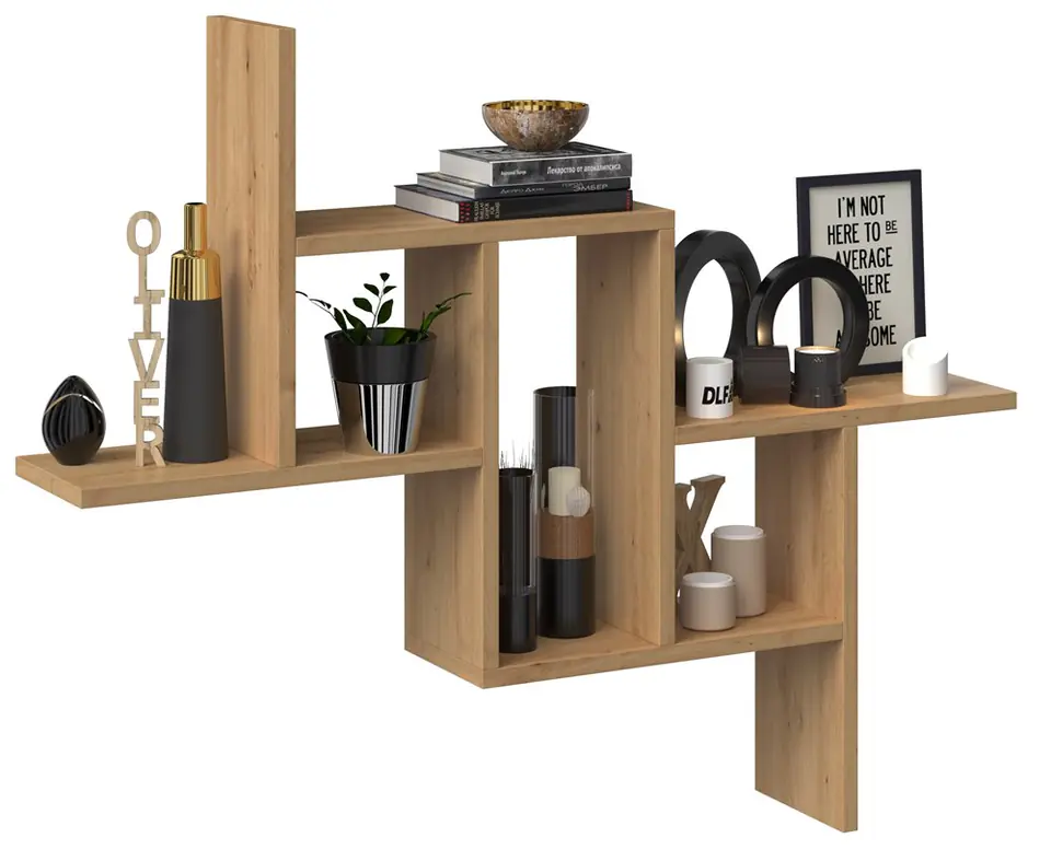 ⁨WALL HANGING BOOKCASE SHELVES FIESTA ARTISAN OAK⁩ at Wasserman.eu