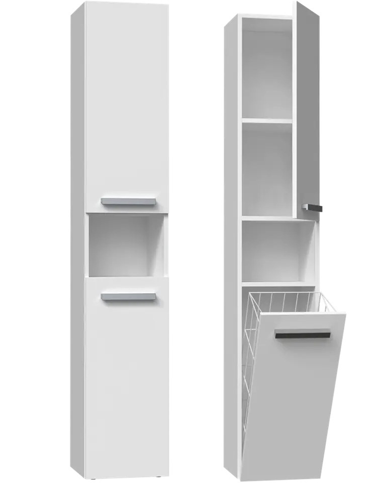 ⁨BATHROOM CABINET BOOKCASE POST BASKET NEL III WHITE MATT⁩ at Wasserman.eu