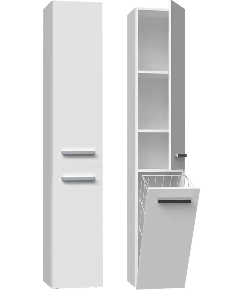 ⁨BATHROOM CABINET BOOKCASE POST BASKET NEL IV WHITE MATT⁩ at Wasserman.eu