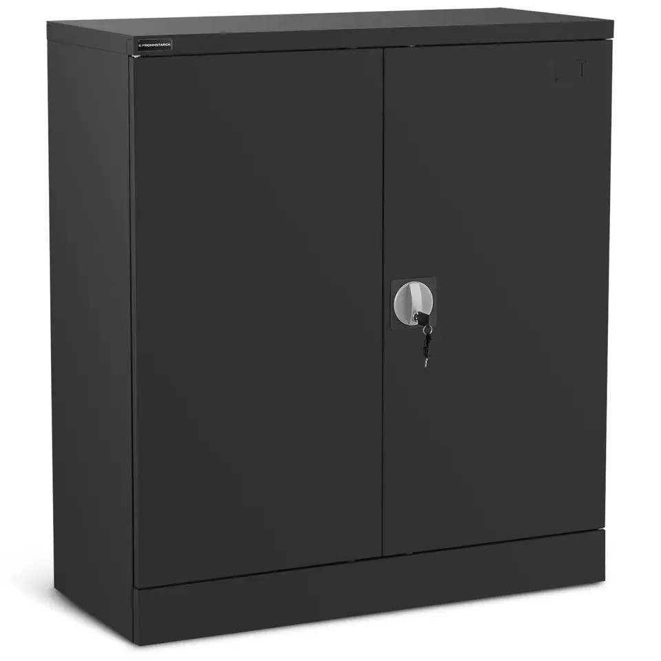 ⁨Metal office cabinet for documents files with key lock 2-shelf ANTHRACITE⁩ at Wasserman.eu