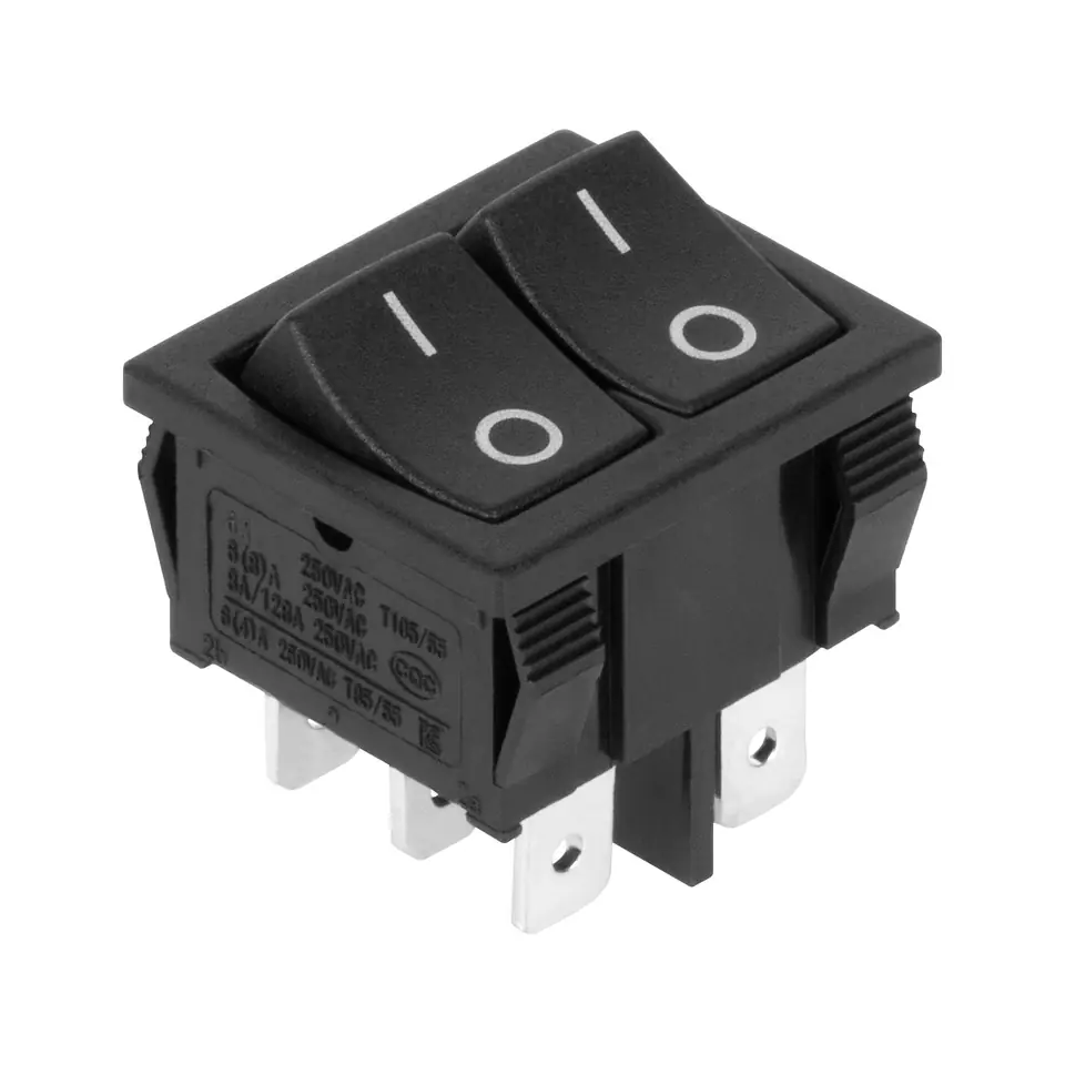 ⁨10 pcs. 10 pcs. Connector: switch rectangular double 0-1 6A black (1LL)⁩ at Wasserman.eu