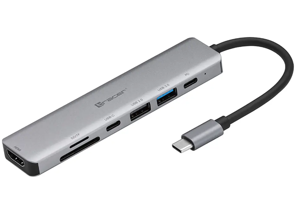 ⁨ADAPTER TRACER A-2, USB Type-C z czytnikiem kart, HDMI 4K, USB 3.0, PDW 60W⁩ w sklepie Wasserman.eu