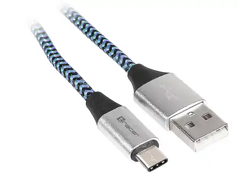 ⁨Kabel TRACER USB 2.0 TYPE-C A Male - C Male 1,0m czarno-niebieski⁩ w sklepie Wasserman.eu