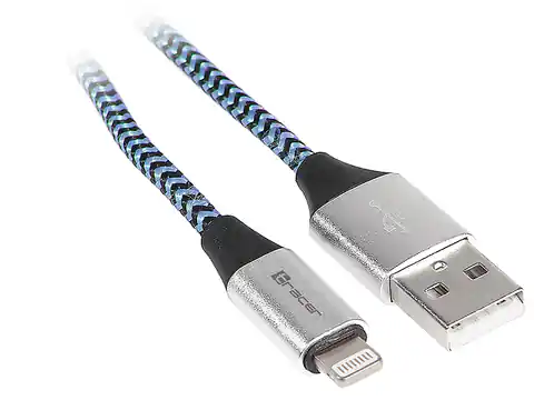 ⁨Kabel TRACER USB 2.0 iPhone AM - lightning 1,0m czarno-niebieski⁩ w sklepie Wasserman.eu