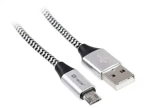 ⁨Kabel TRACER USB 2.0 AM - micro 1,0m czarno-srebrny⁩ w sklepie Wasserman.eu