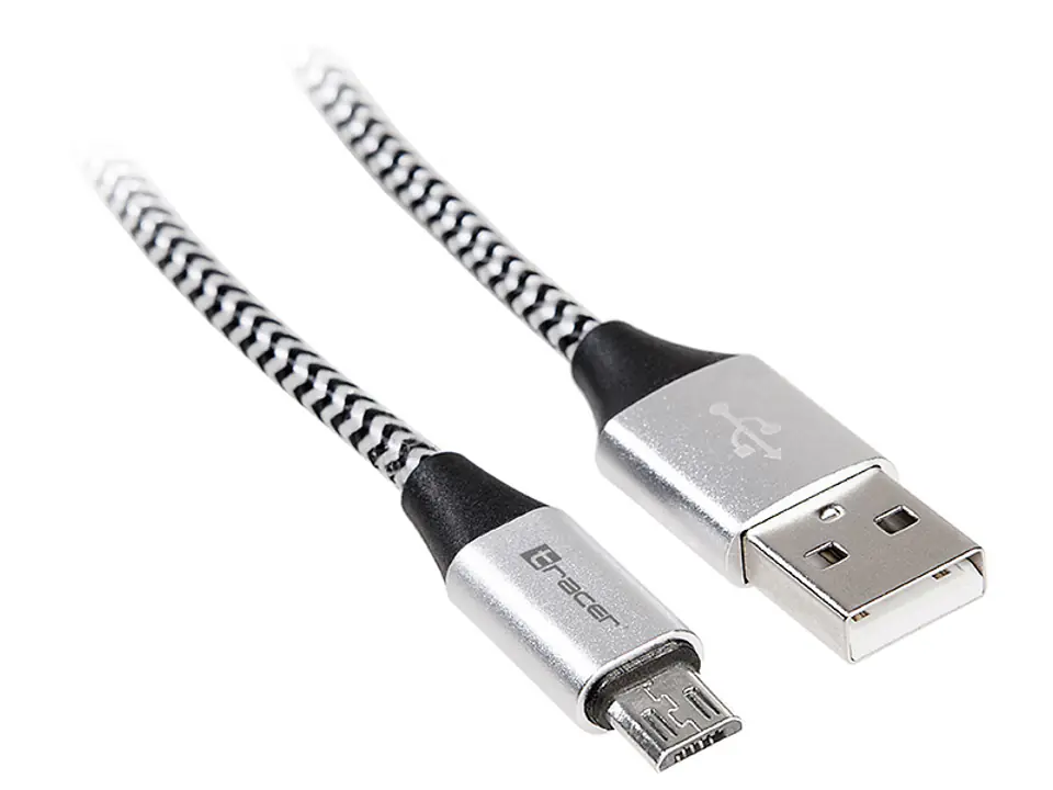 ⁨TRACER USB 2.0 AM - micro 1.0m cable, black-silver⁩ at Wasserman.eu