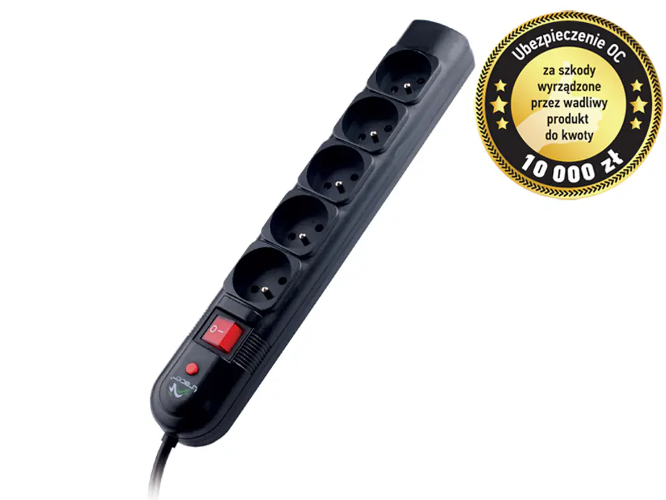 ⁨Power strip TRACER PowerGuard + 1.8 m Black (5 slots)⁩ at Wasserman.eu