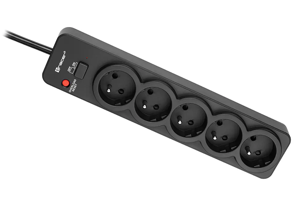 ⁨Power strip TRACER PowerGuard PRO 1.8 m Black (5 outlets, 1 switch)⁩ at Wasserman.eu