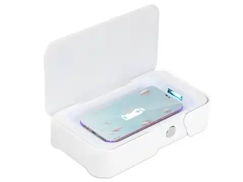 ⁨Wielofunkcyjne urządzenie do sterylizacji światłem UV z ładowaniem bezprzewodowym do smartfonów S-004W⁩ w sklepie Wasserman.eu