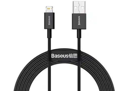 ⁨BASEUS Kabel USB Lightning iPhone 2,0m Superior Series 2.4A (CALYS-C01) Black⁩ w sklepie Wasserman.eu