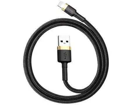 ⁨BASEUS Kabel USB Lightning iPhone 3,0m Cafule 2A(CALKLF-RV1) Black-Gold⁩ w sklepie Wasserman.eu