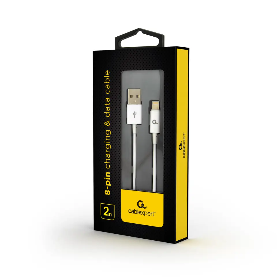 ⁨Kabel USB 2.0 (AM/8-pin lightning M) 2m biały Gembird⁩ w sklepie Wasserman.eu