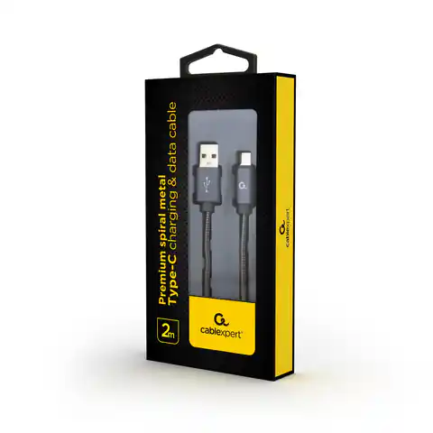 ⁨Kabel USB 2.0 - typ C(AM/CM) oplot metalizowany 2m szary Gembird⁩ w sklepie Wasserman.eu