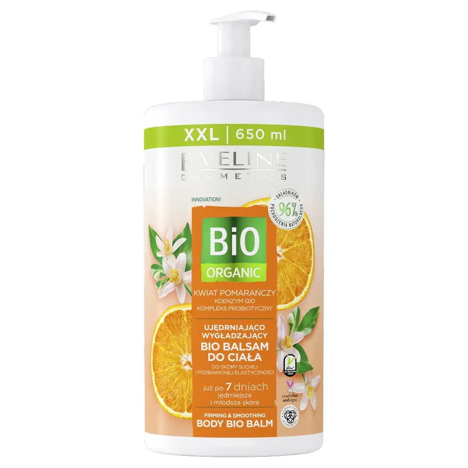 ⁨Eveline Bio Organic Ujędrniająco-Wygładzający Bio Balsam do ciała Kwiat Pomarańczy 650ml⁩ w sklepie Wasserman.eu