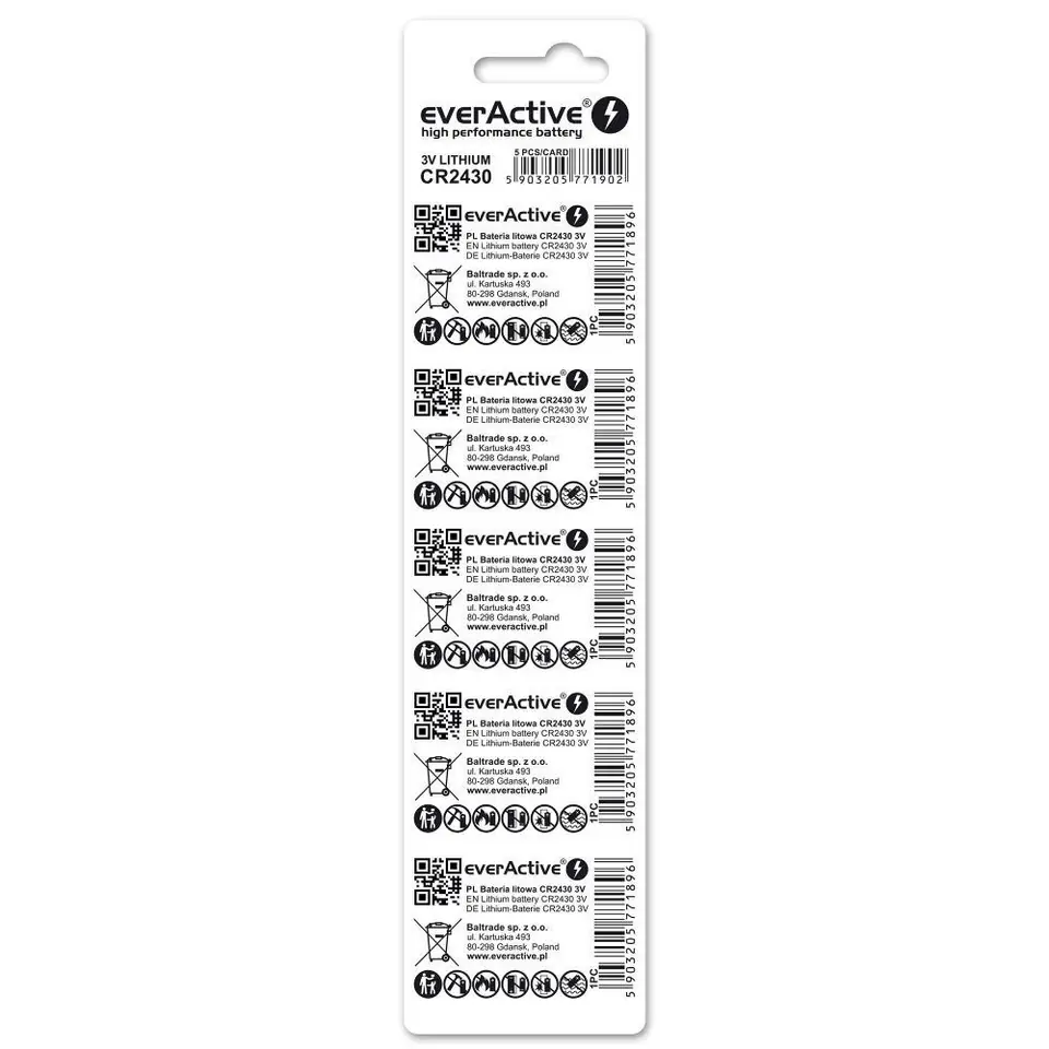⁨Lithium battery mini everActive CR2430 5 pcs.⁩ at Wasserman.eu