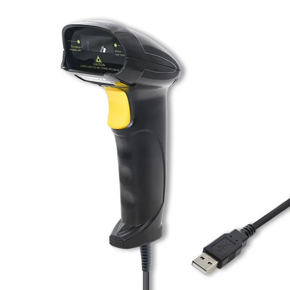QOLTEC CZYTNIK KODÓW KRESKOWYCH LASEROWY | 1D | USB | CZARNY w sklepie Wasserman.eu