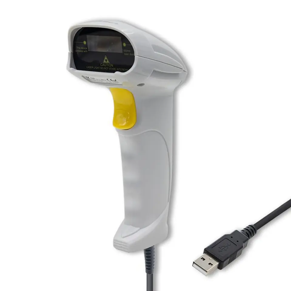 QOLTEC CZYTNIK KODÓW KRESKOWYCH LASEROWY | 1D | USB | BIAŁY w sklepie Wasserman.eu