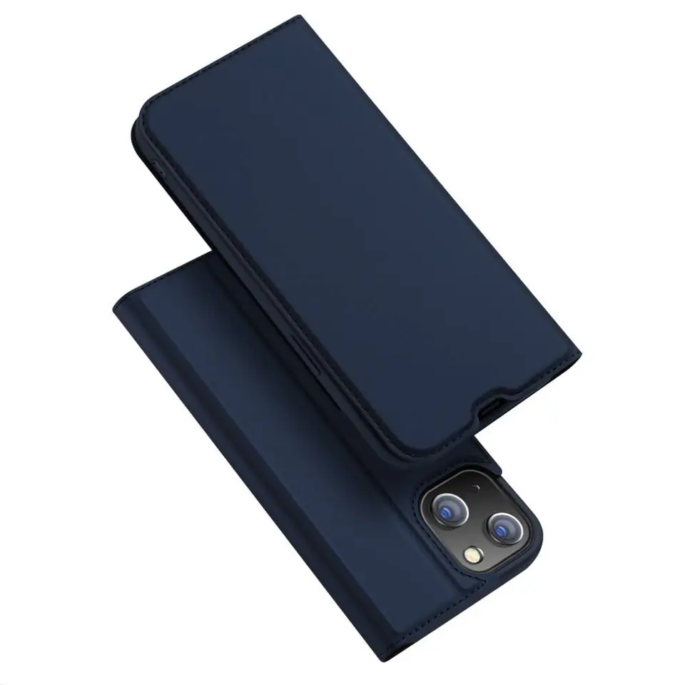 ⁨Case IPHONE 14 with Flap Eco Leather Dux Ducis Skin Leather navy blue⁩ at Wasserman.eu