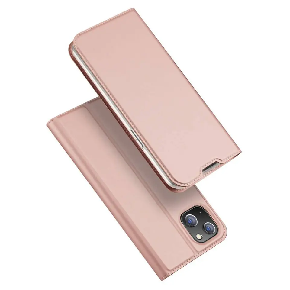 ⁨Case IPHONE 14 MAX with Flap Eco Leather Dux Ducis Skin Leather light pink⁩ at Wasserman.eu