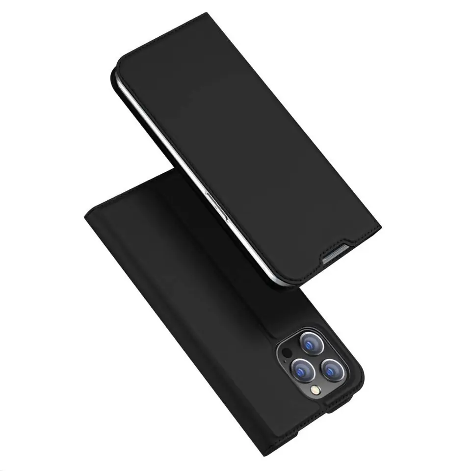 ⁨Case IPHONE 14 PRO MAX with Flap Eco Leather Dux Ducis Skin Leather black⁩ at Wasserman.eu