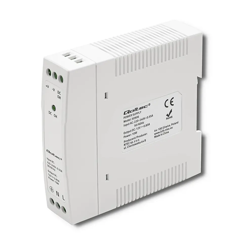 ⁨DIN rail power supply 10W, 12V, 0.83A, Slim⁩ at Wasserman.eu