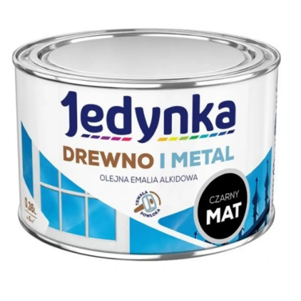 ⁨ALKYD ENAMEL FOR WOOD AND METAL BLACK MATT 0,9L⁩ at Wasserman.eu