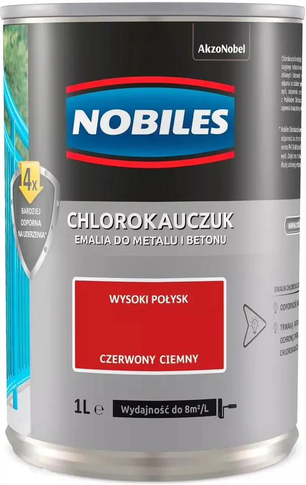 ⁨NOBILES CHLORINATED RUBBER ENAMEL RED LIGHT 0.9L⁩ at Wasserman.eu