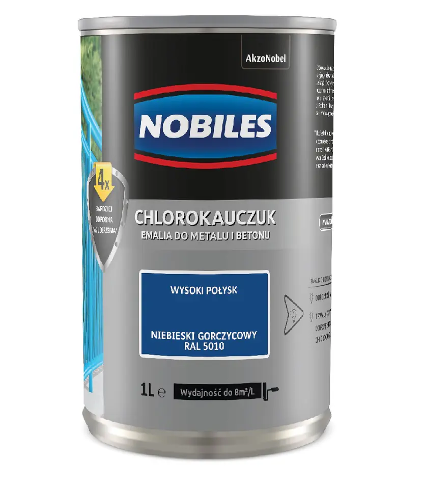 ⁨NOBILES CHLORO RUBBER ENAMEL BLUE RAL 5010 0.9L⁩ at Wasserman.eu