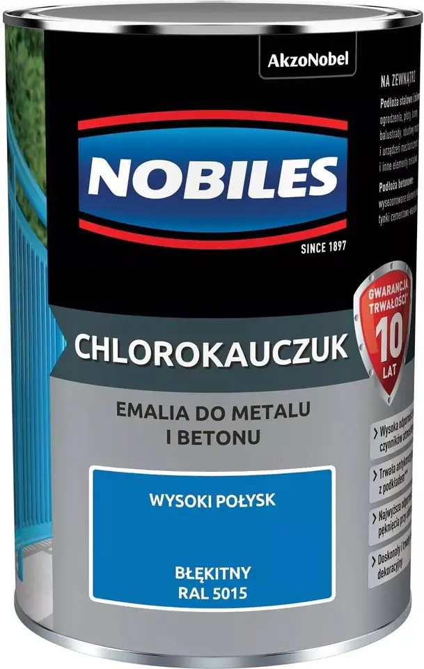 ⁨NOBILES CHLORINATED RUBBER ENAMEL BLUE RAL 5015 0.9L⁩ at Wasserman.eu