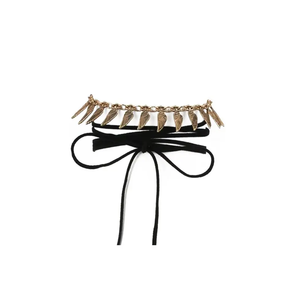 NASZYJNIK CHOKER ZŁOTE PIÓRKA N519 w sklepie Wasserman.eu
