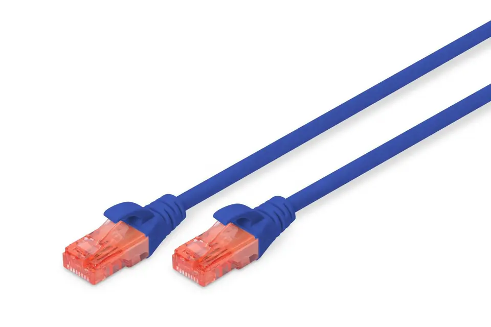 ⁨Patch Cord RJ45/RJ45 Kat.6 250MHz U/UTP AWG27/7 PE 5,0m Niebieski⁩ w sklepie Wasserman.eu