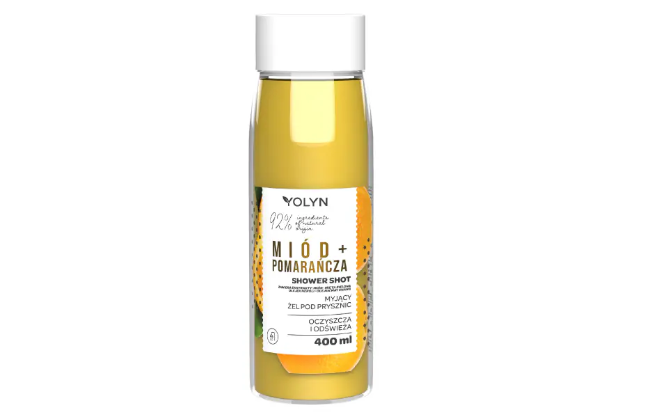 ⁨YOLYN Shower Shot Myjący Żel pod prysznic Miód + Pomarańcza 400ml⁩ w sklepie Wasserman.eu