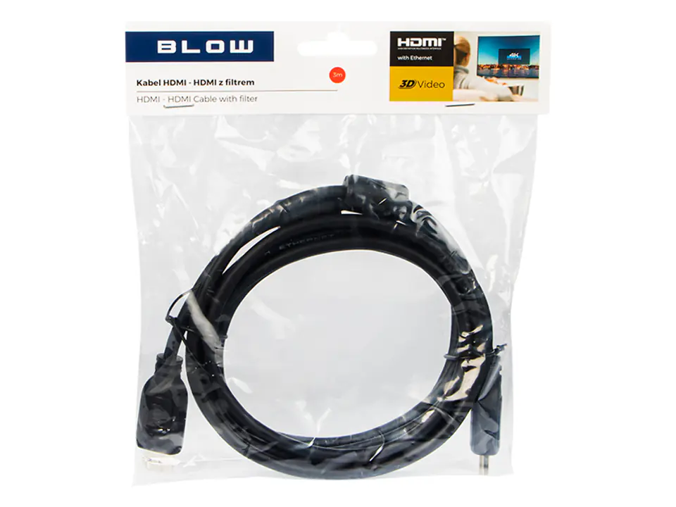 ⁨Przył.HDMI-HDMI  3m  zawieszka + filtry⁩ w sklepie Wasserman.eu