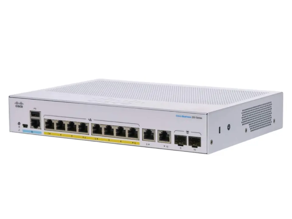 ⁨Cisco CBS250-8FP-E-2G-EU network switch Managed L2/L3 Gigabit Ethernet (10/100/1000) Silver⁩ at Wasserman.eu