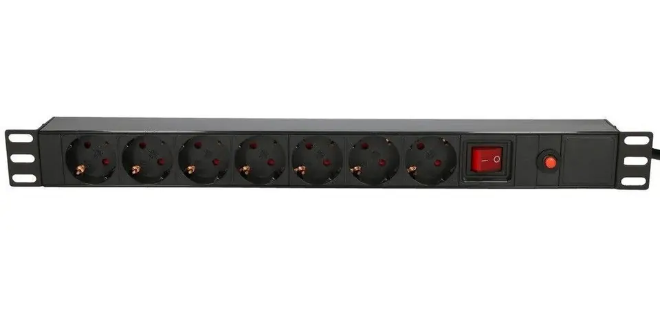 ⁨Power strip 19-inches 1U, 7 sockets, with switch 2m⁩ at Wasserman.eu