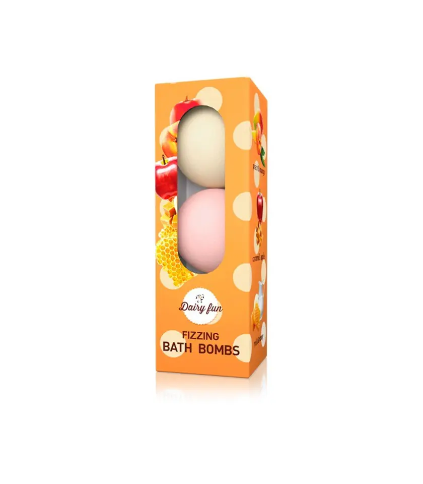 ⁨Dairy Fun Musujące kule do kąpieli - mleko i miód, karmelowe jabłko i brzoskwinie  3 x 100 g⁩ w sklepie Wasserman.eu