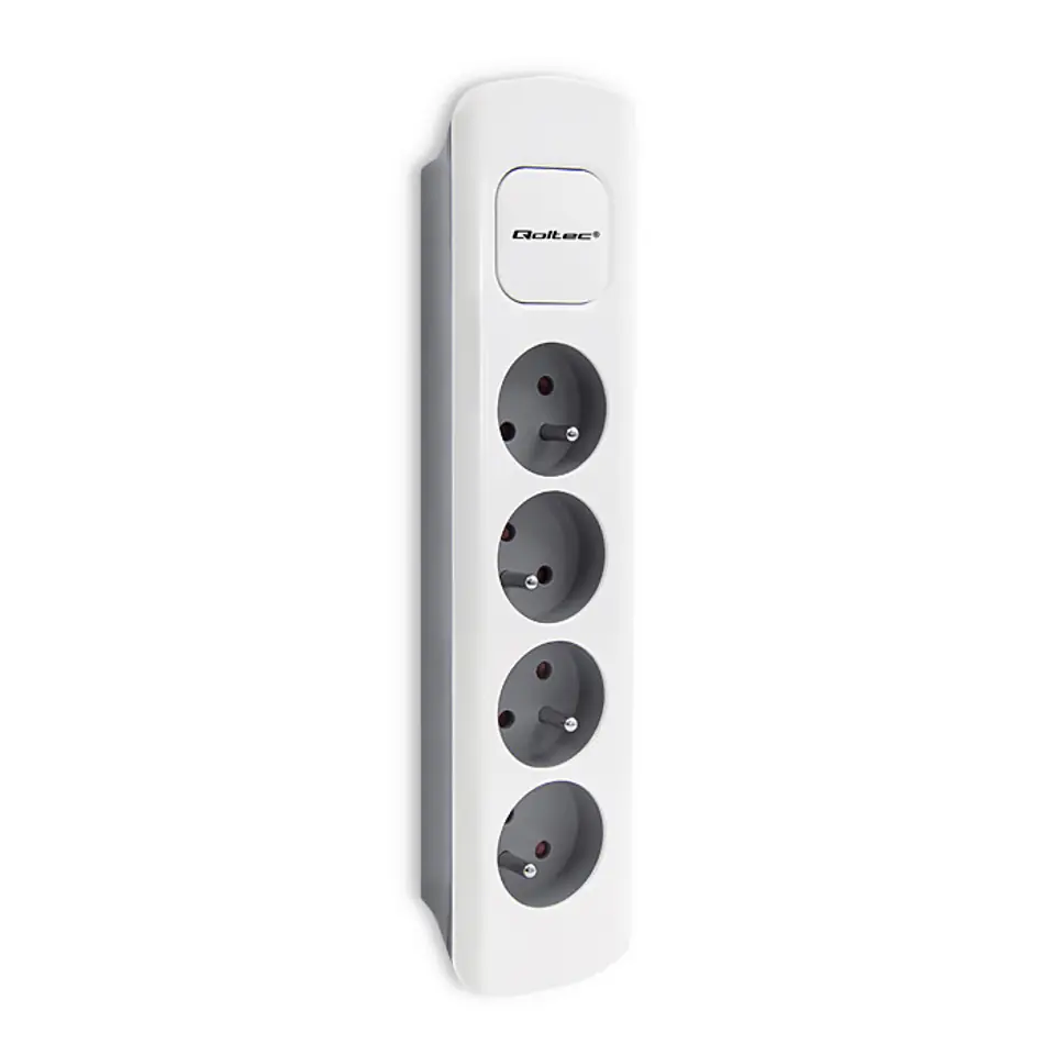 ⁨Qoltec Power strip | 4 | slots 1.8m | White-grey (0NC)⁩ at Wasserman.eu